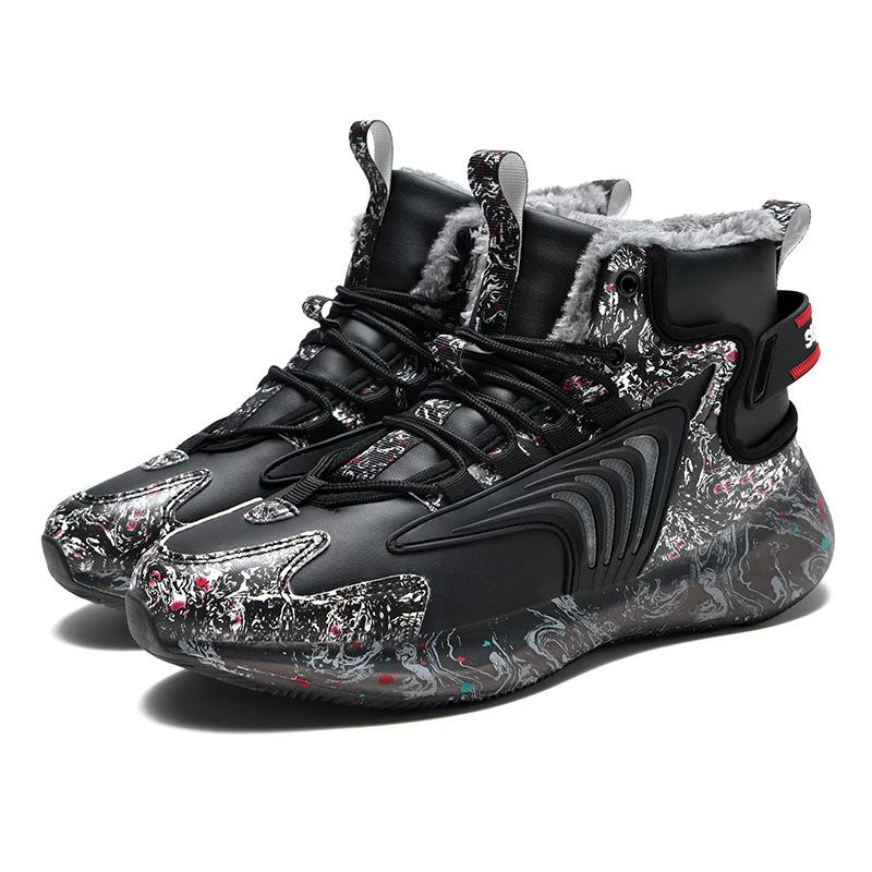 Winter Sports Shoes Men's Shoes British High-top Shoes Fleece Thermal Cotton Shoes Casual Student Snow Boots Men