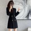 Women's Korean Style Blazer Dress, Petite Friendly Waist-Defining Office Dress with Slim Fit Design, Business Casual Midi Length Dress