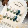30 Tablets Starfish and Shells Handmade Summer 3D Nails Wearable Manicure with Diamonds Pink Bow Press-On Nails Detachable