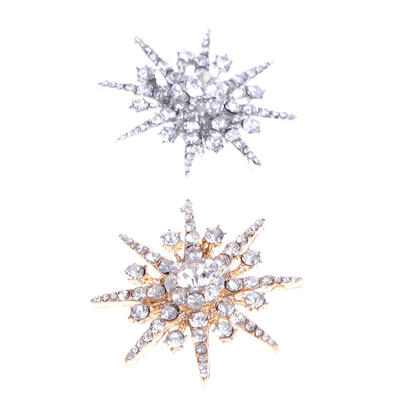 Wedding Silver Snowflake Diamante Brooch Rhinestone Crystal Broach Pin Xmas Gift
