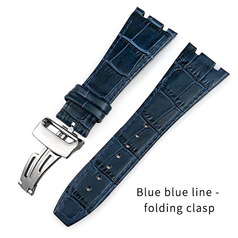 26mm 27mm Calfskin Leather Watch Strap for Audemars Piguet Royal Oak Offshore Ap15400/15500/26331 Watchband Folding Buckle