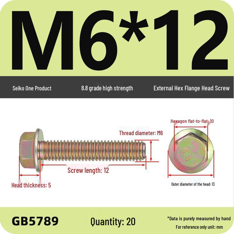 Verzinkter Sechskantflanschschraube mit Scheibe, Güte 8.8, M5-M12