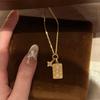 Vintage Four Leaf Clover Double Sided Brushed Pendant Necklace Fashion Luxury Diamond Inlaid Gold Pendant For Women