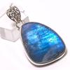 Natural Labradorite Gemstone 925 Solid Sterling Silver Gift Pendant 1.77" D8s79