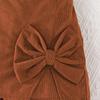 Girls' Two-Piece Set with Puff Sleeves, Turn-Down Collar Cardigan, and Bowknot Skirt Pants