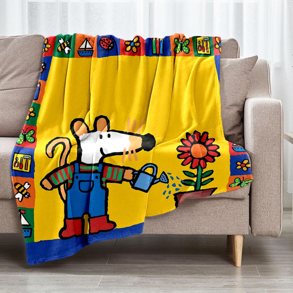 Maisy Mouse Theme Printed Blanket - Perfect for Couch, Bed, Travel & Outdoor Use | Machine Washable, Cozy & Durable.
