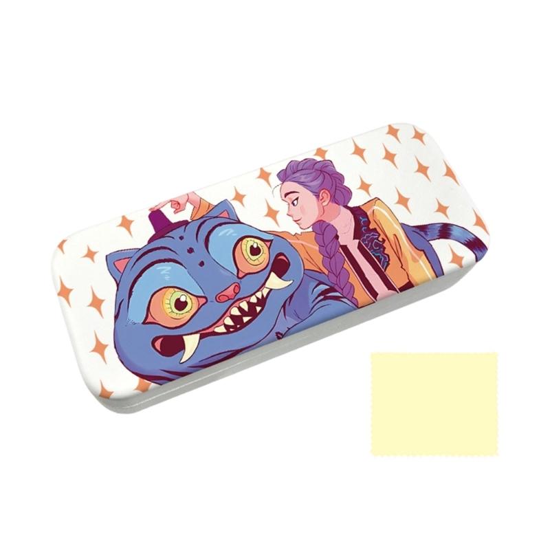 Anime PU Leather Glasses Case Witch Hunters Design Soft Lining for Scratch Prevent Eyewear Holder for Daily Travel Use