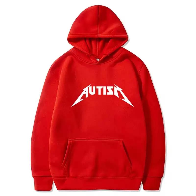 Autism Metal Rock Meme Hoodie Top Men Women Fashion Hip Hop Fleece Hoodie Oversized Pullover Winter Sport Sweatshirt for Men