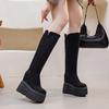 Boots women's 2025 autumn and winter new women's high boots thick-soled simple boots round head inner height increase fashion thin