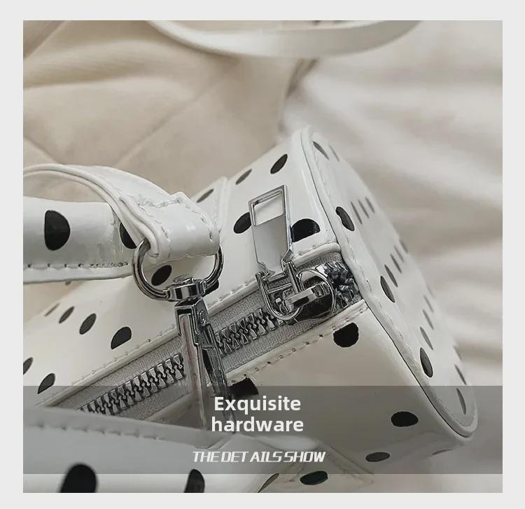 2024 Polka Dot Boston Patent Leather Shoulder & Crossbody Bag for Women