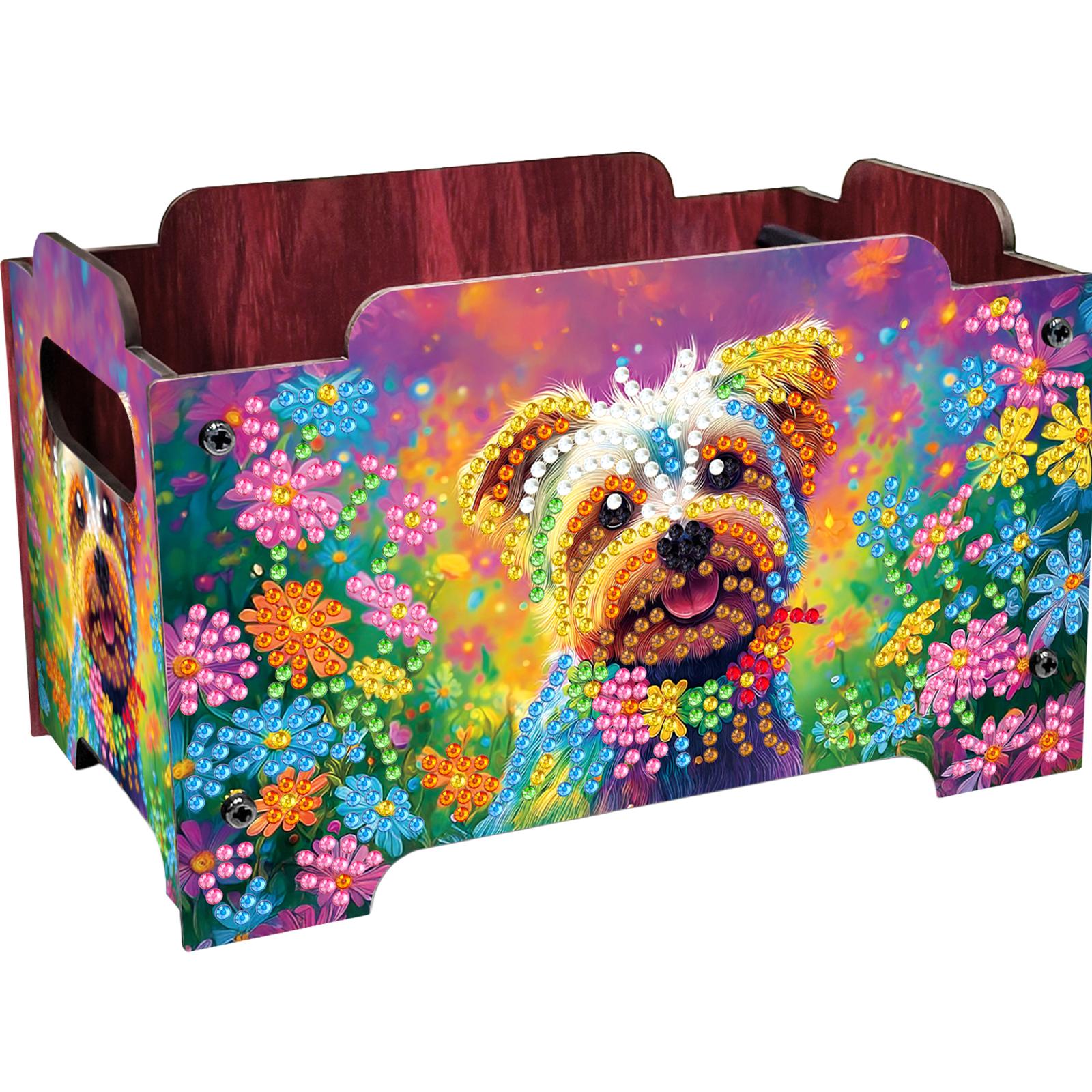 

DIY Diamond Painting Rhinestones Decorative Storage Box Partial Drill Crystal Storage Handbag Kit Wooden for Desktop Diamond Art