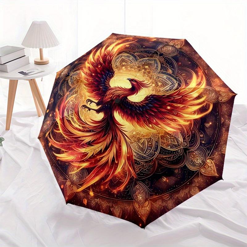 1pc Phoenix Mandala ArtworkUmbrella with Plastic Handle,Suitable for All Seasons Home Travel Outdoor UmbrellaB1772