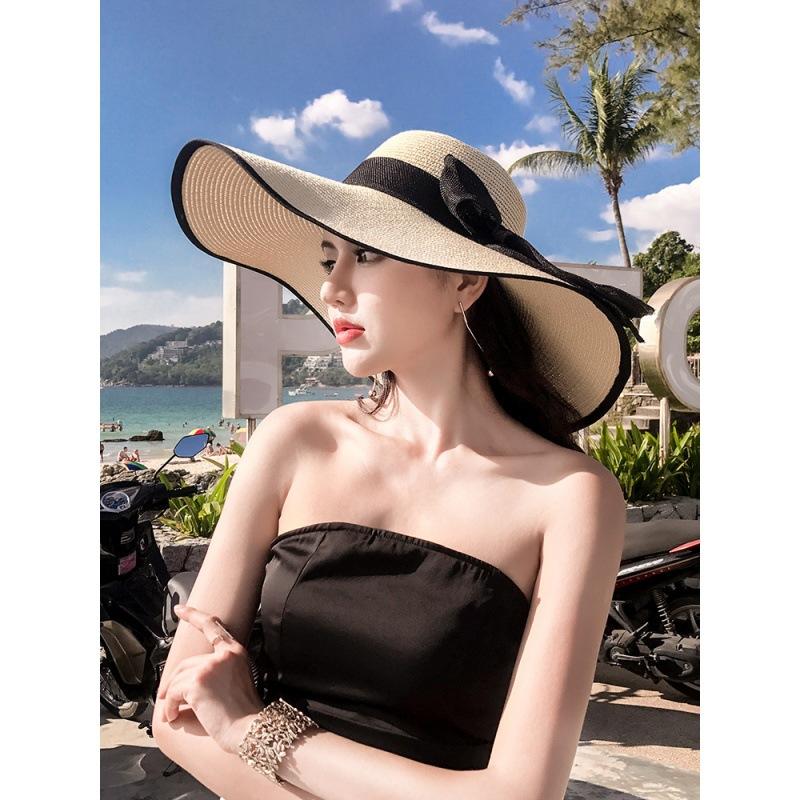 Straw hat beach big brim hat sun hat small fresh trendy girl versatile face cover sun hat