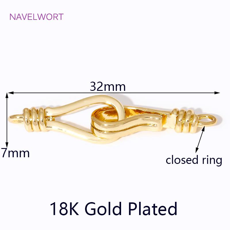 

Trendy Necklace/Bracelet Hook Clasps 18K Gold Plated Brass End Connectors Clasps For DIY Jewelry Making Accessories Findings 2 pieces