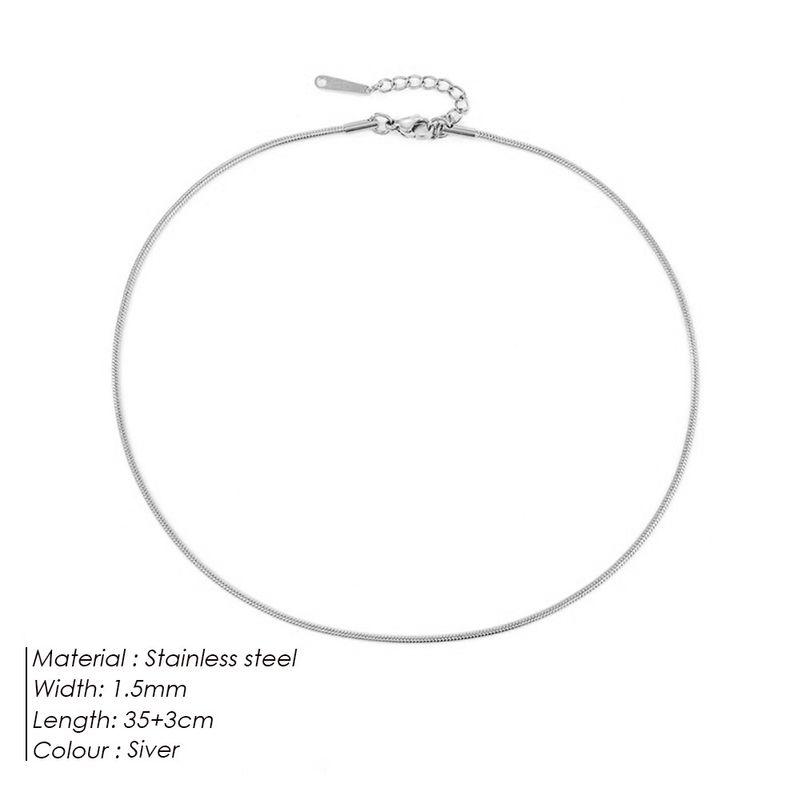 Steel Necklace Round Snake Chain for Women Simple Light Luxury Plain Chain Couple Clavicle Chain European and American Fashion Snake Bone Chain