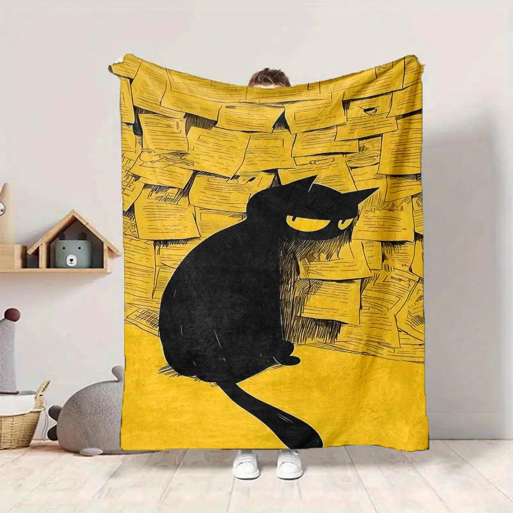 1pc Black Cat Blanket Warm, Cozy, And Soft, Suitable for Sofas, Beds, Cars, And Office Use.Perfect for Camping And Travel, Making It a Great Gift for
