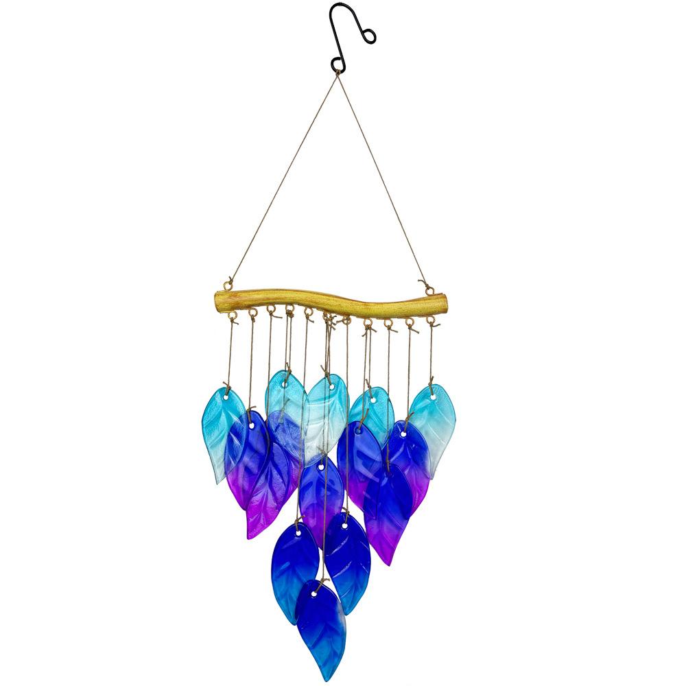 Hot-melt Stained Glass Wind Chimes Rich Colors Fish Leaves Patterns Home Courtyard Garden Hanging Decorations Housewarming Gifts
