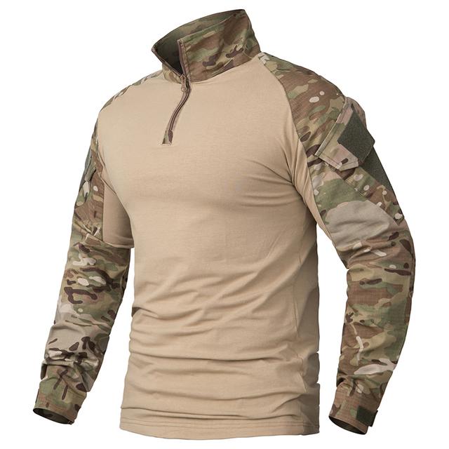 Herren Camouflage Tactical Shirt Langarm Combat T-Shirt Baumwolle Camo Uniform Shirts