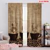 2pcs,2D Plane Printing Popular Curtain Panels Coffee Trio Steam 100% Polyester (without Rod) Festive for Living Room, Bedroom,