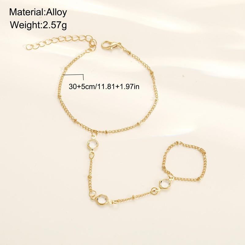 Vintage White Rhinestone Geometric Finger Bracelet for Women Personality Gold Color Hand Chain Bracelet Beach Jewelry Gifts