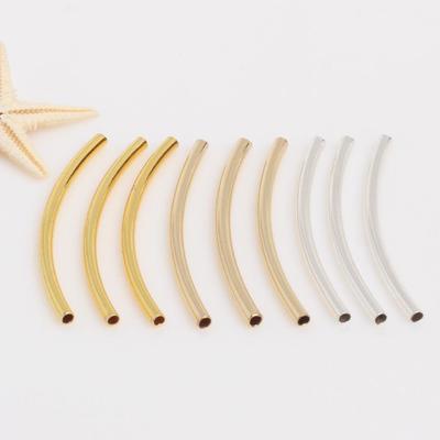 Cuentas Tubulares Lisas Ovaladas Rellenas de Oro de 14K para Pulseras DIY