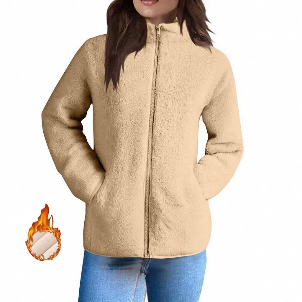 Dámské zimní kabáty Teplé plyšové bundy S otevřeným předním dílem Kardigan s dlouhým rukávem Trendy Chlupavé svrchní oblečení