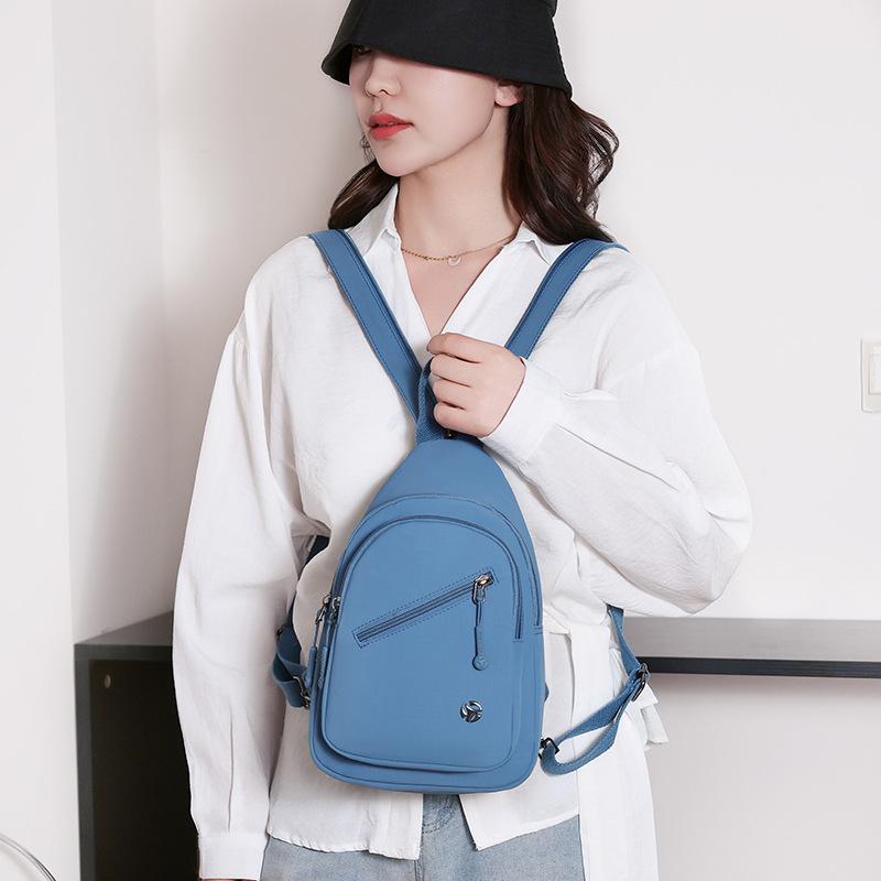 School bag simple multifunctional double-shoulder crossbody bag for women, chest bag, lightweight waterproof nylon cloth bag wholesale