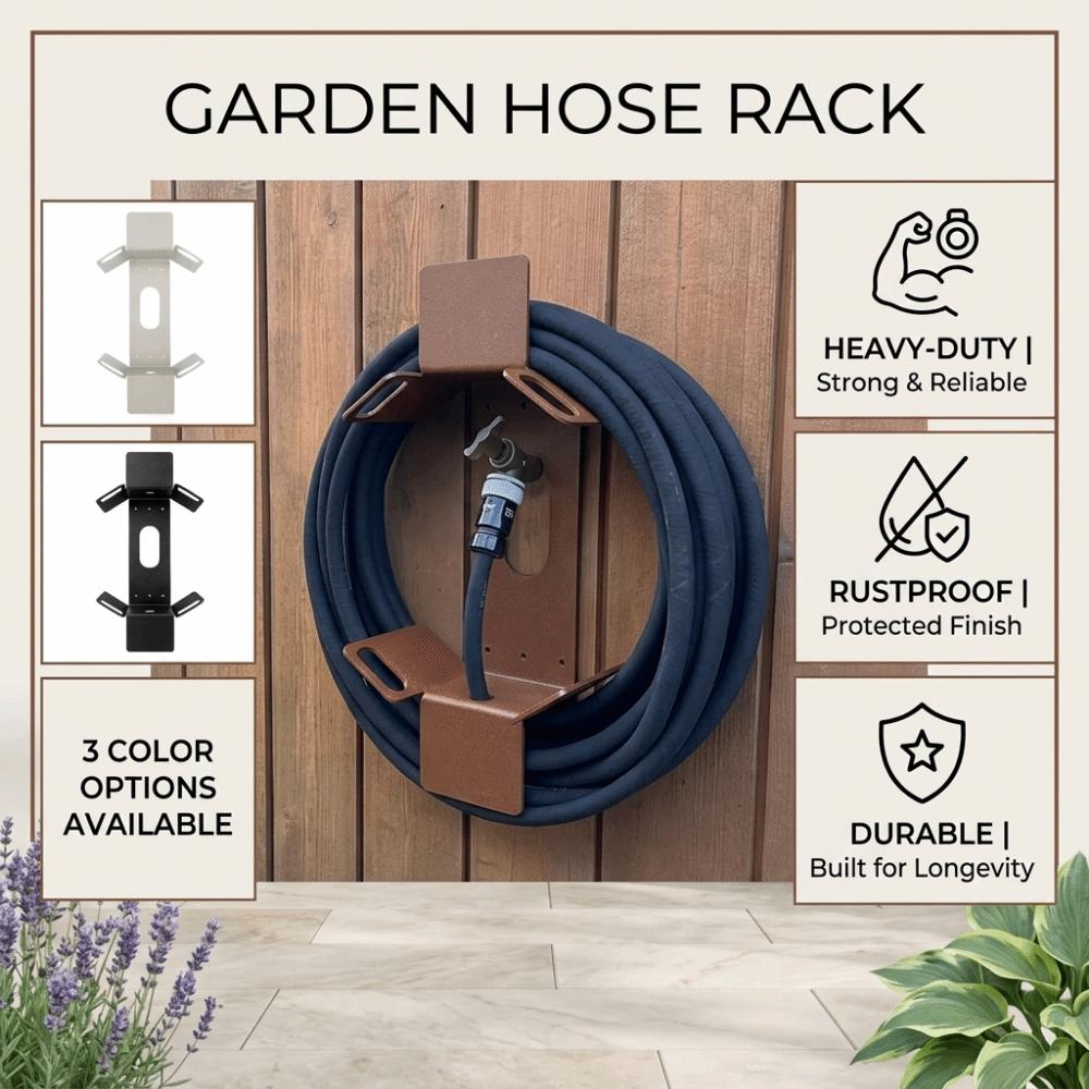 Sturdy Garden Hose Rack Heavy-Duty Garden Hose Hanger Wall Mounted Hose Holder Garden
