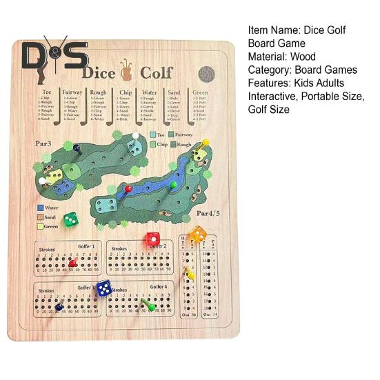 1 sada dřevěných golfových kostek, deskových her, přenosných cestovních golfových skóre, hraček pro děti a dospělé, interaktivních golfových stolních hraček, pro děti, rodinné večery, párty, základní hry