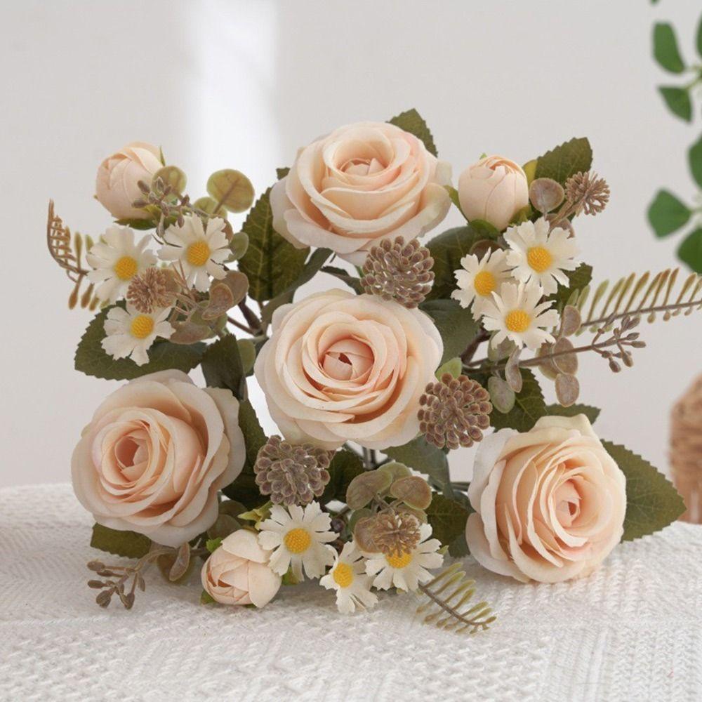 Silk Petals Rose Artificial Flowers Multicolor Decorative Flower Faux Daisy Flower Party Supplies