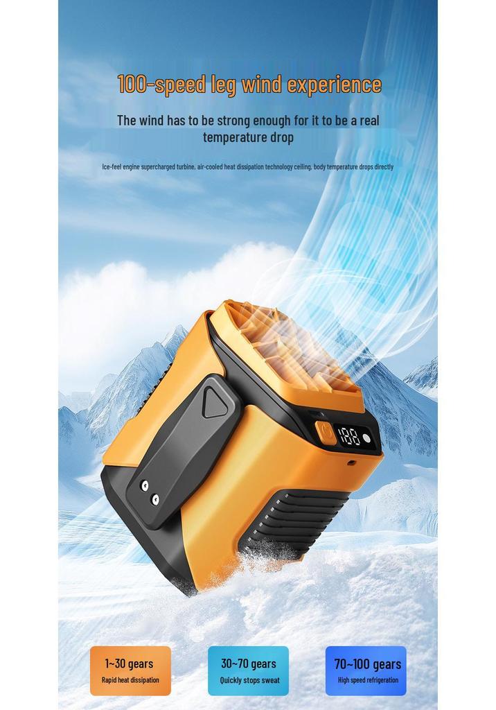 Portable Rechargeable Neck and Waist Fan with Large Capacity, Outdoor Lighting, and Long Battery Life