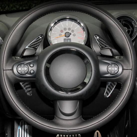 Pure Carbon Fiber Car Front Steering Wheel Shifter Extend Cover For Mini R60 R61