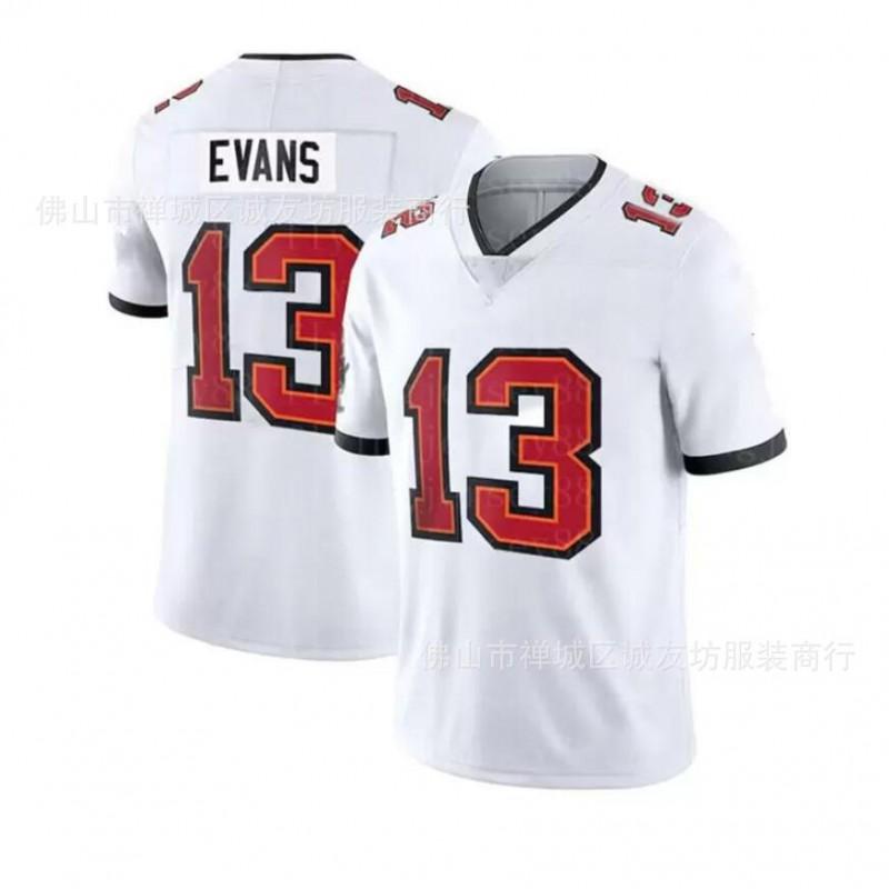Mens Vintage White Mike Evans 13 Pirate Rugby Jersey Embroidered