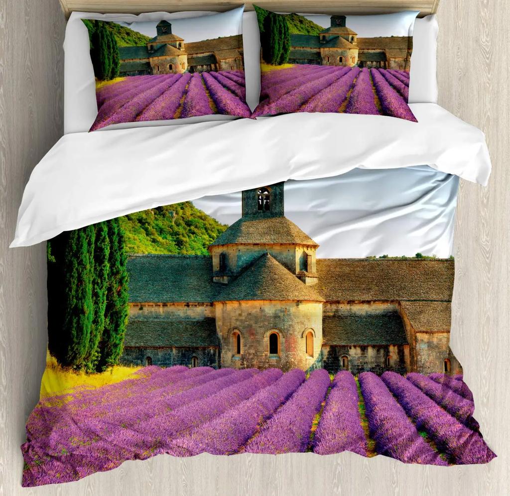 Lavender Duvet Cover SetPastel Cornflower Bridal Classic Design Gentle Floral Print Wedding Decor Bedding SetViolet White Pink