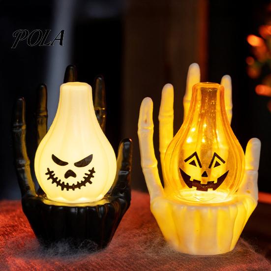 Battery Powered Halloween Light Skeleton Hand Ghost Face Pumpkin/Scary Eyeball Night Light, LED Decorative Skull Lamp for Spooky Home Decoration