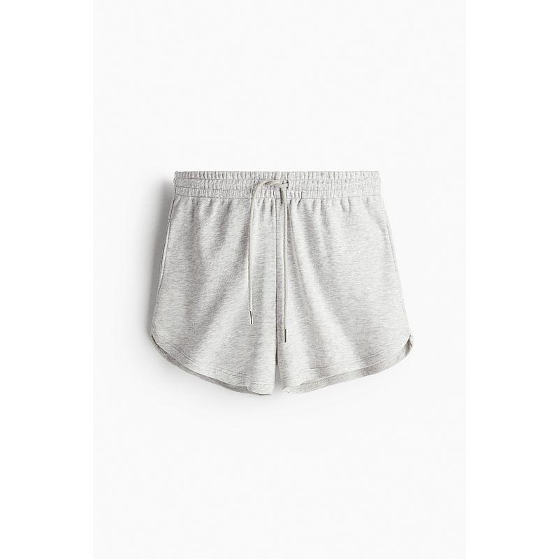 

HM Women clothes Sweatpants 2025 Summer New Loose Comfortable Simple Soft Drawstring Sports Shorts 1152096 Mixed light gray 150/60(XXS)