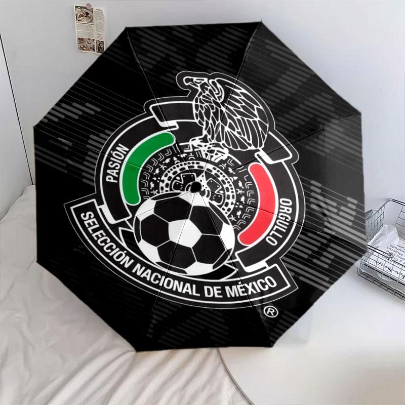 Mexico Football Art Pattern, Automatic Folding Umbrella, Portable and Foldable Design, 8 Ribs, a Christmas or Birthday Gift.