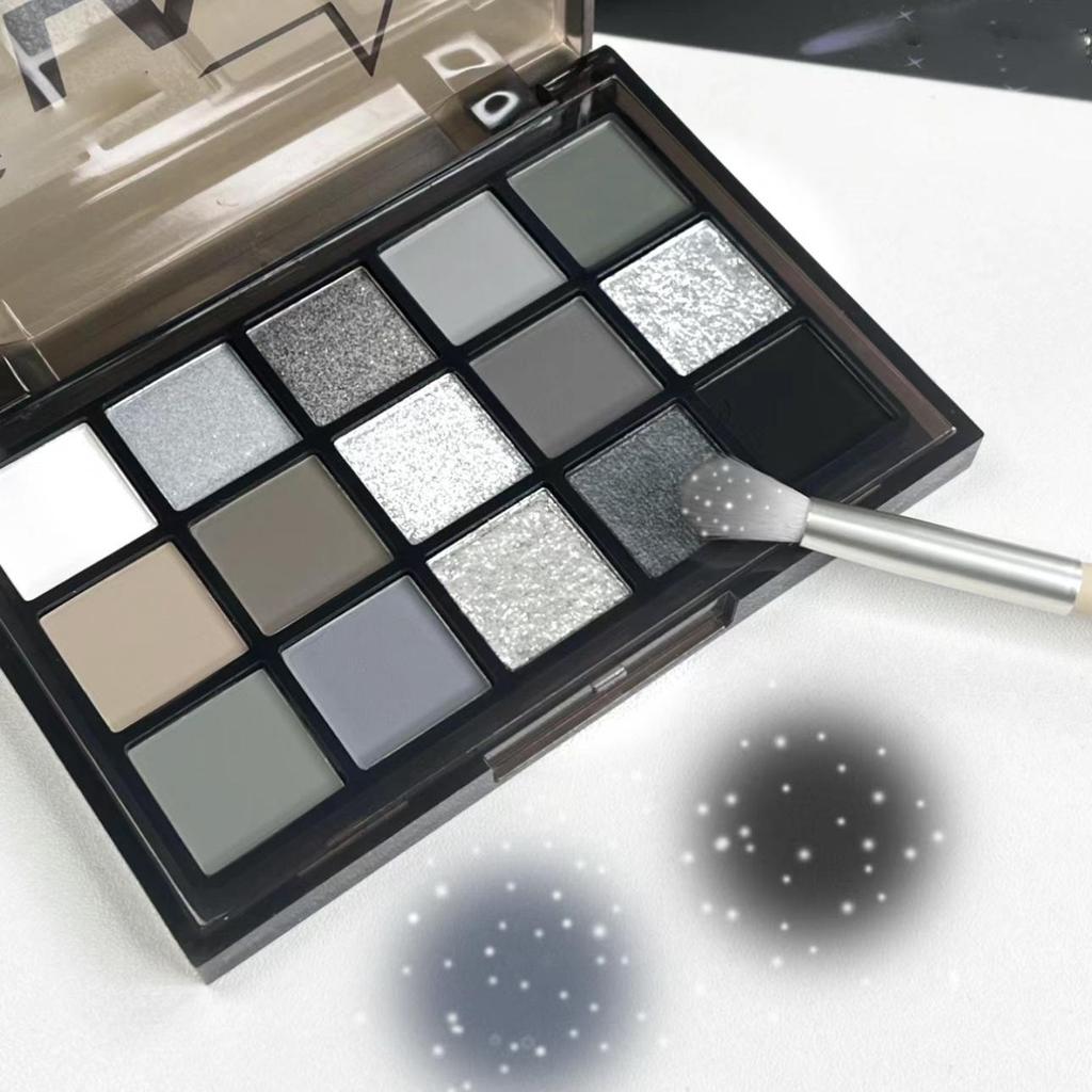 Kappel Dark Knight 15-Color Smoky Eyeshadow Palette - Deep Black & Gray Tones for European & American Makeup