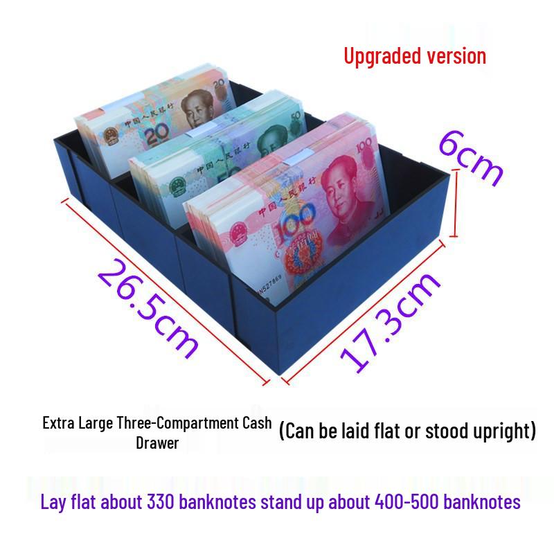 Kassenschublade mit fünf Fächern und Metallklammern