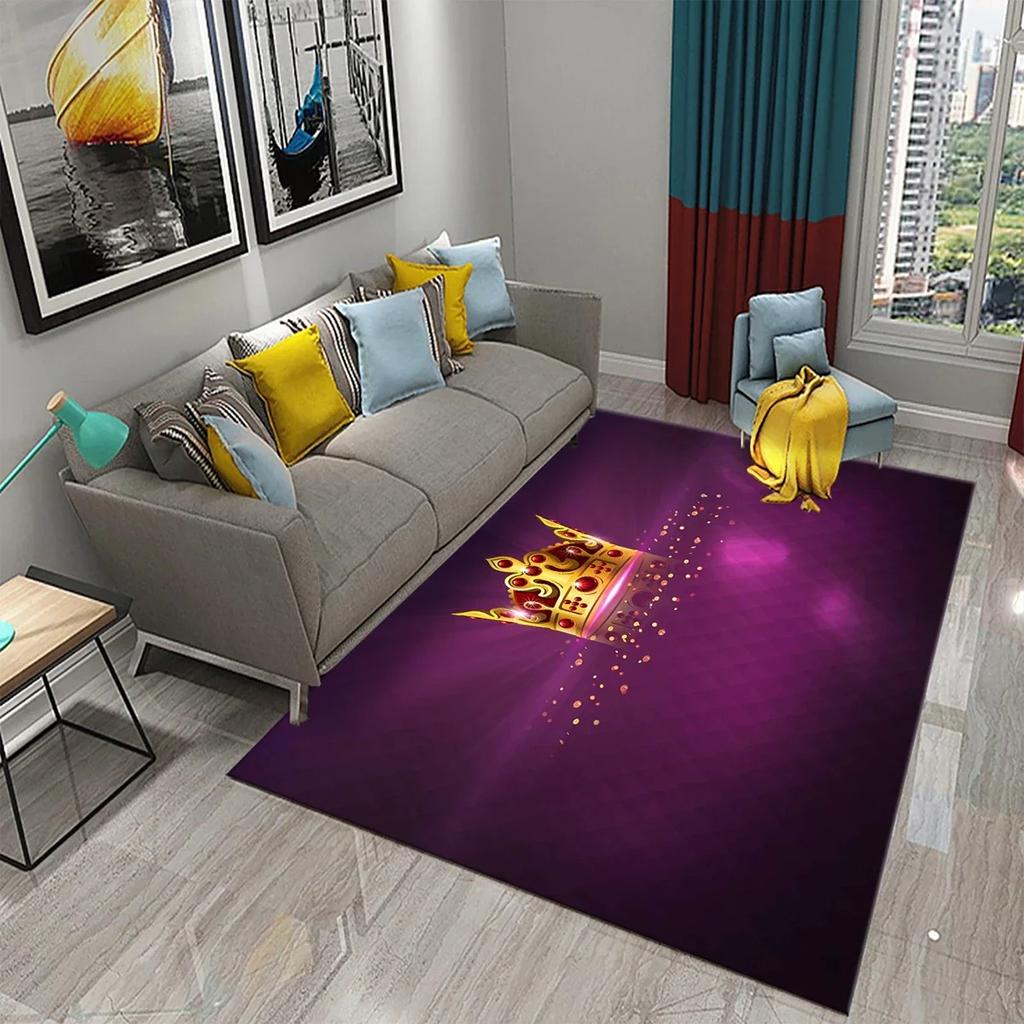 3D Luxury Skull Crown Carpet Living Room Bedroom Kids Crawling Decor Floor Rug Bathroom Kitchen Entrance Non-Slip