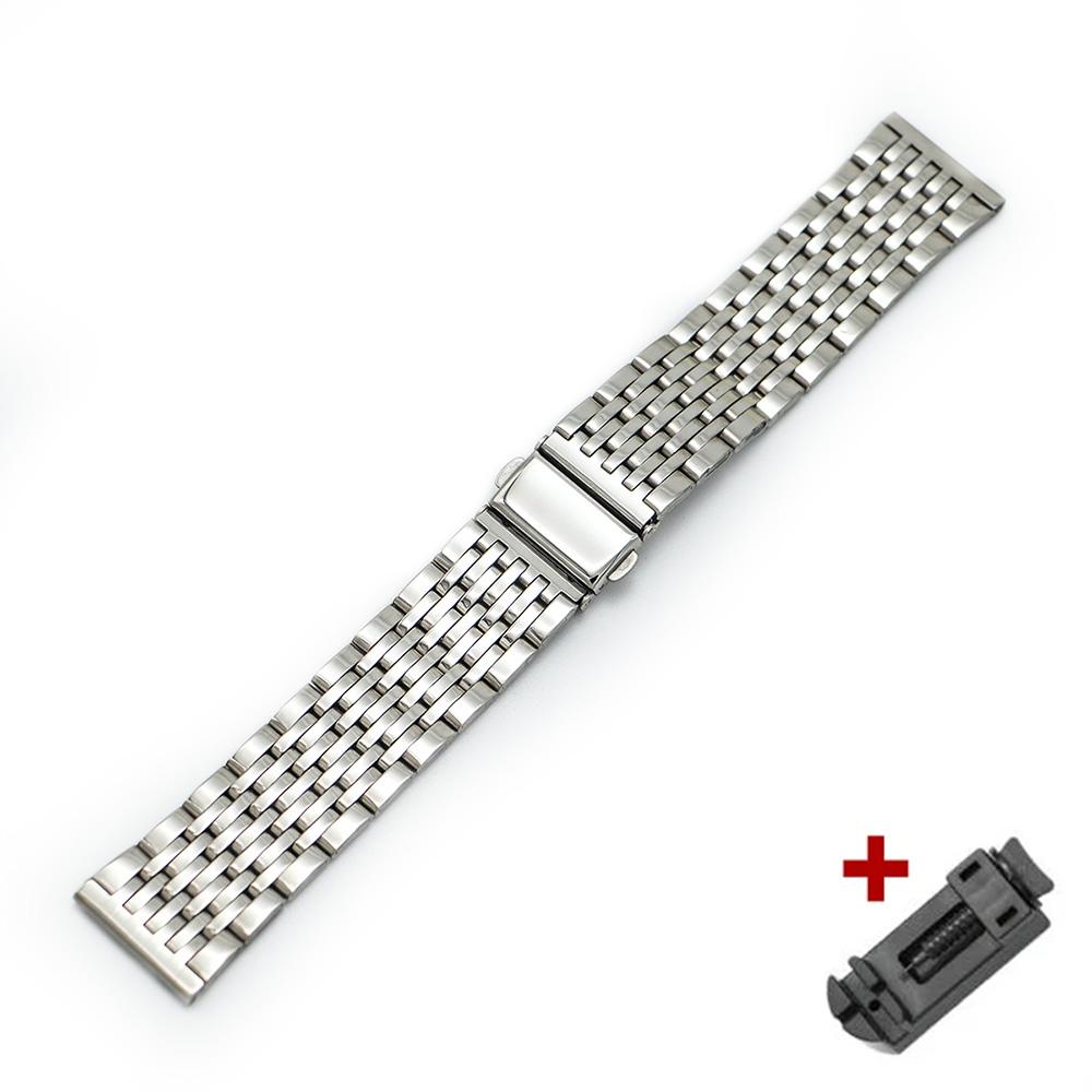 Stainless Steel Watchband Metal Watch Band Premium Solid Polished Bracelet Straps Curved End 24mm 23mm 22mm 21mm 20mm 19mm 18mm