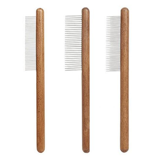 Pet Detangling Comb Rounded Metal Teeth Cat Shedding Comb with Wooden Handle Grooming Brush Removes Matted Fur Tangles for Long Short Hair Cats Dogs