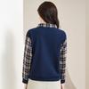 Women's Spring New Fashion Check Fake Two High Grade Loose Long Sleeved Top