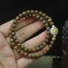 Green Sandalwood 6mm Double Circle Bracelet Lotus & Cat Paw Design Women's Buddhist Jewelry