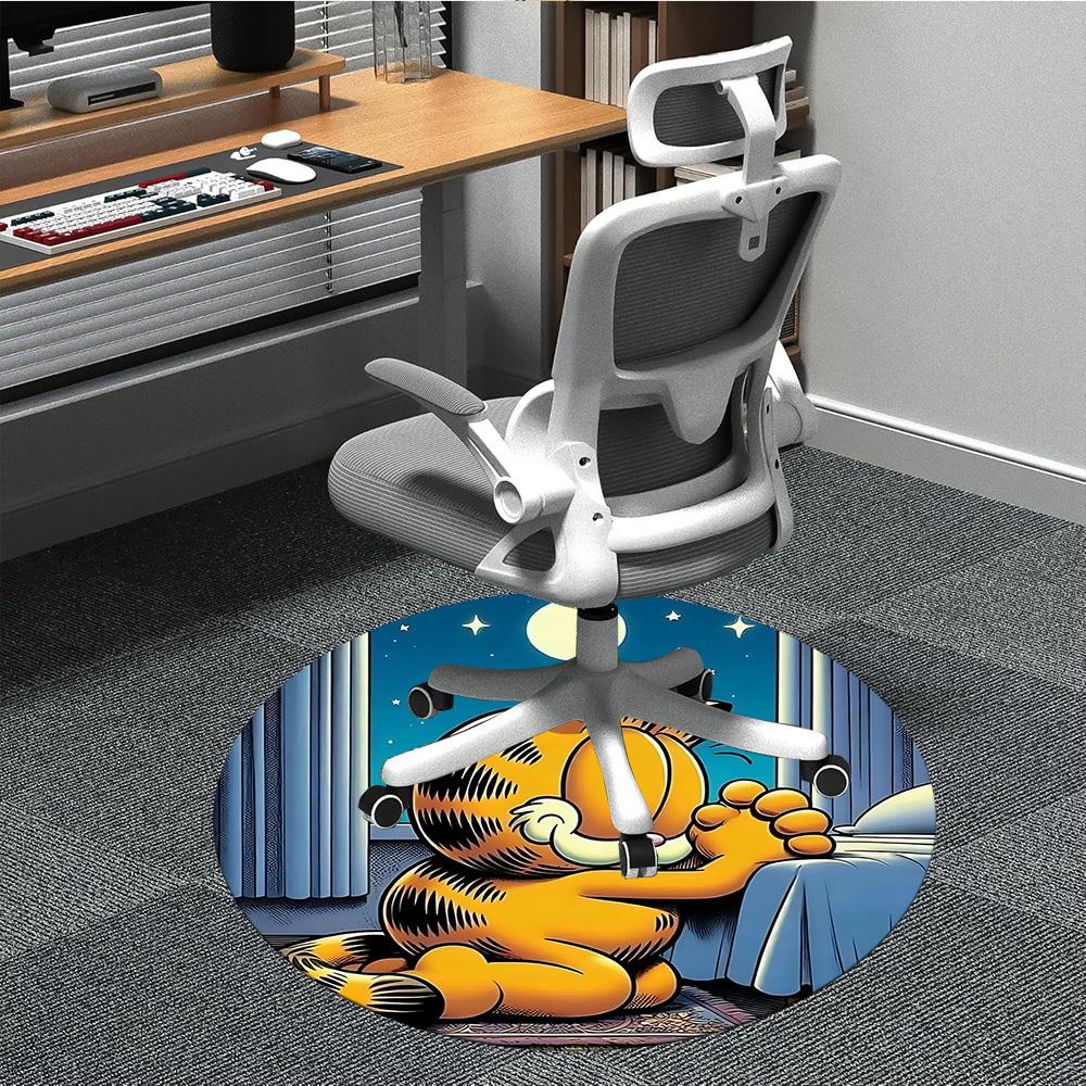 

1pc Garfield Night Scene Chair Carpet for Office, Indoor Non-Slip Polyester Fiber Carpet, Machine Washable, Durable Construction yy251205159 80cm by 80cm