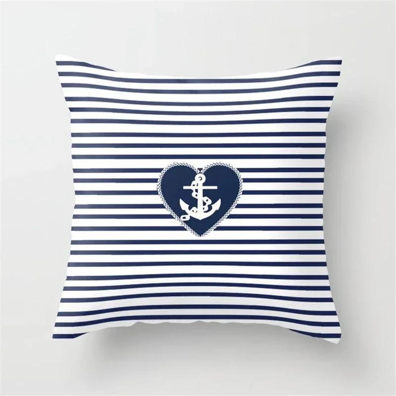 New Deep Blue Nordic Geometry Double-Sided Printed Pillow Cover Short Plush Suitable Living Rooms Bedrooms Throw Cushion Cover