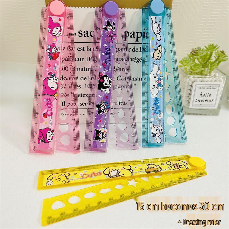 Kuromi Sanrio Foldable 30cm Multi-functional Ruler for Students Default