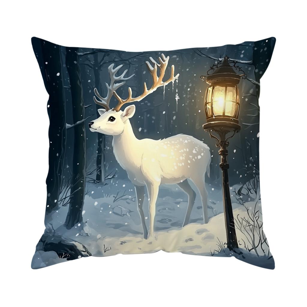 Christmas Forest Snowflakes Pillowcase Bedroom Sofa Cushion Cover 100% Polyester Living Room Cushion Pillowcase Home Decor