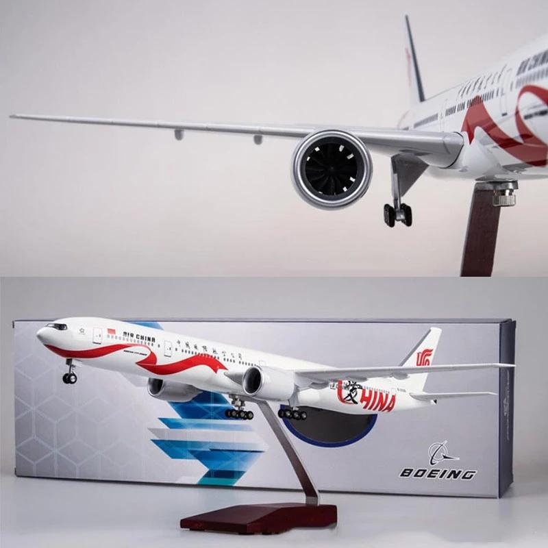 Decorative B777 Resin 47CM 1:157 Scale Diecast Model Plane Air China International Airlines Display Airplane Collection With LED