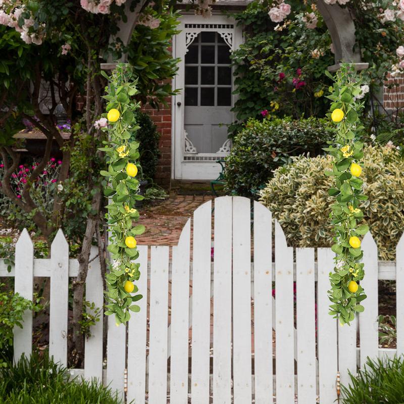 Fake Lemon Garlands Fake Leafs Rattan Artificial Plants Yellow Green Plastic Material Garden Deco Home Decoration